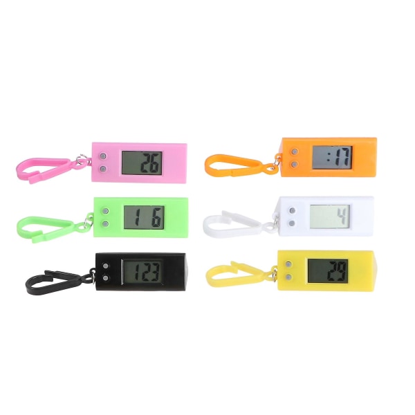 6 kpl koe elektroniset kellot avaimenperä taskukellot (satunnainen väri)