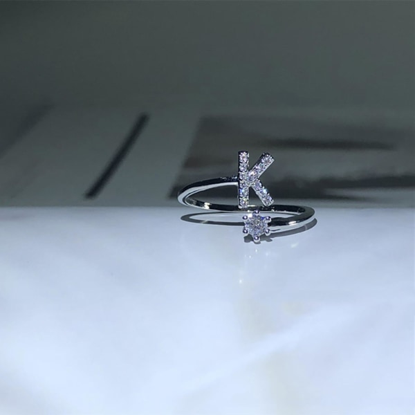 Ring Justerbar Open End Koppar Brev Kvinnor Finger Smycken För Dejting J