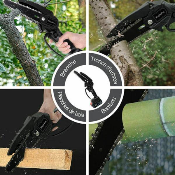 Minibatteri motorsåg -800W - 2 x 4000mAh uppladdningsbara batterier - 2 x Chains-zhuoxuan
