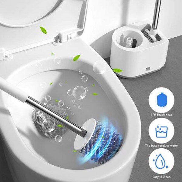Silikone toiletbørste, 2 STK Silikone toiletbørste med hurtigtørrende holder, badeværelsesrengøringsbørste med skridsikker plastik H