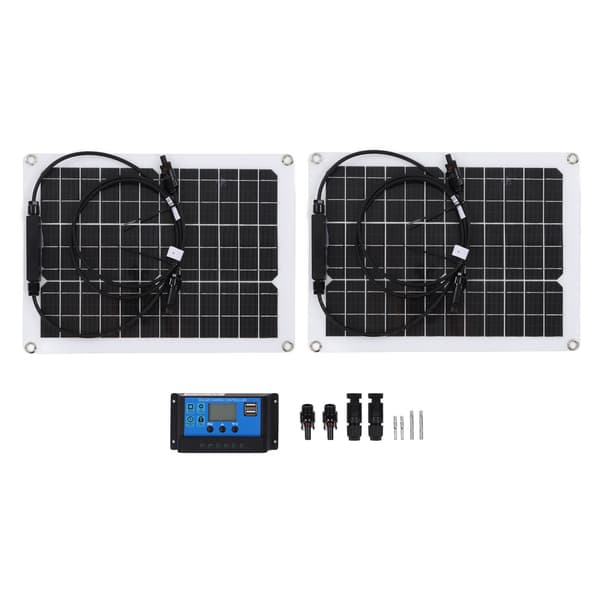 30W Fleksibelt Vanntett Monokrystallinsk Solcellepanel med 50A Solcellekontroller for 12V Batteri