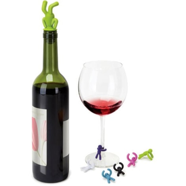 Vinglasmarkörer, dryckesmarkörer, Wine Glass Creative Silikon Vinglasmarkörer för att identifiera och dekorera drycker på festpaket om 7, Fonepro