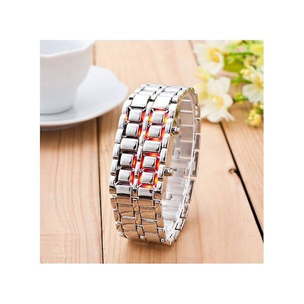 Ylellinen Unisex Full Metal Digital Lava Watch - hopea