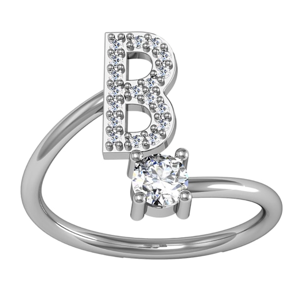 Ring Justerbar Open End Koppar Brev Kvinnor Finger Smycken För Dejting B