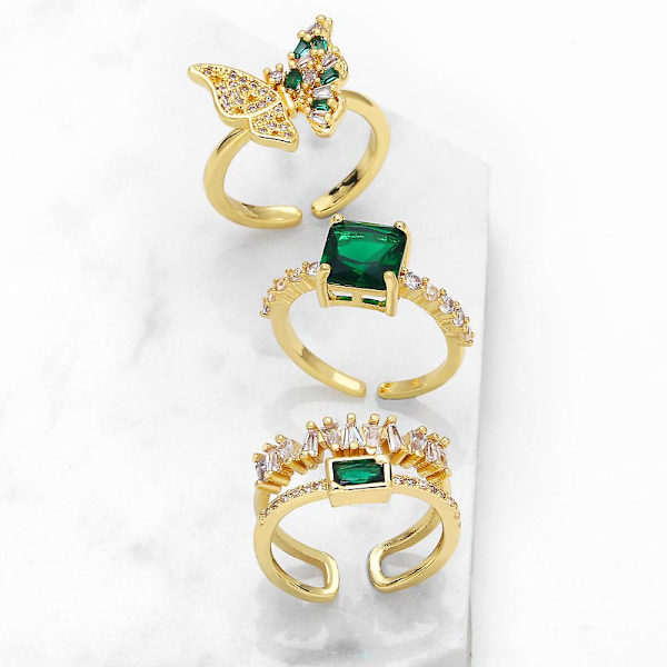 Ring Vintage Zircon Green Fashion smykker Ac10520 B