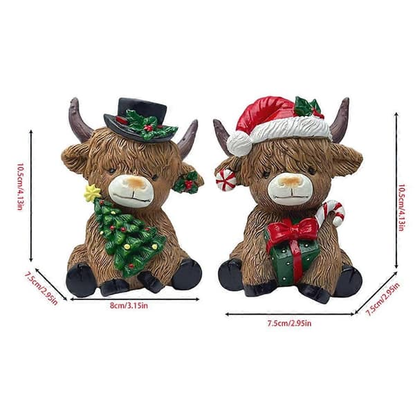 Skotsk Ko Harpiks Ornament Rustik Julepynt Julegave A