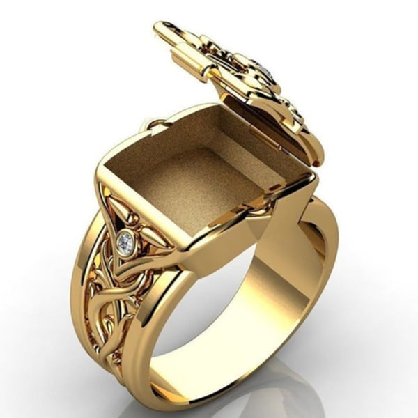 Herrmode Oregelbunden konkav konvex öppningsbar lockring Kreativ smyckepresent Golden US 8