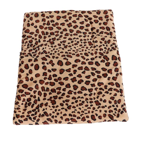 USB-opvarmet kæledyrsmåtte, vaskbar, foldbar, 3 temperaturjusterbar, leopardprint til katte og hunde