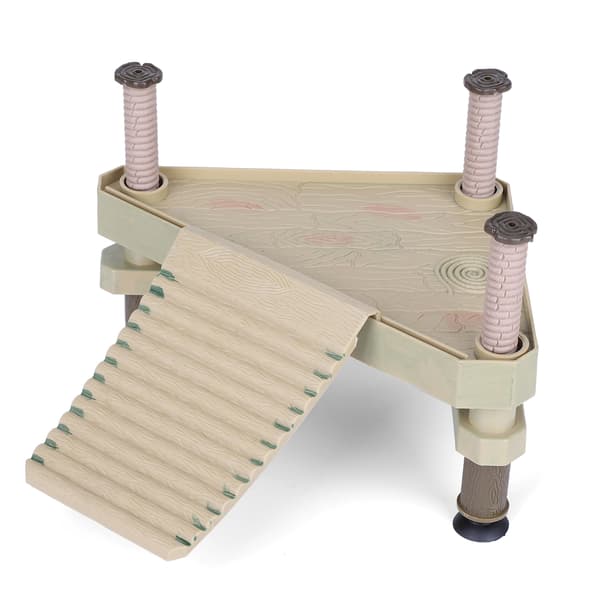 Flydende platform til krybdyr med rampe og stige, terrarium tank ornament