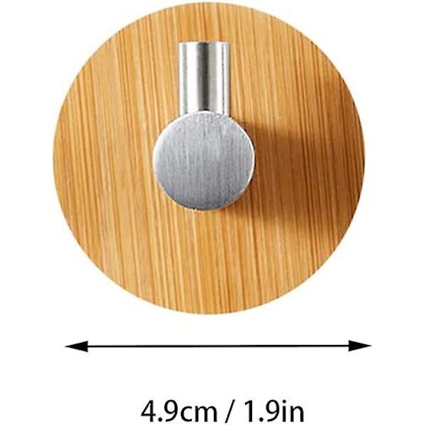 4 delar bambu väggkrok, bambu rostfria krokar, bambu självhäftande krok, ingen borrning Självhäftande handdukskrokar för badrum, toalett, kök (si