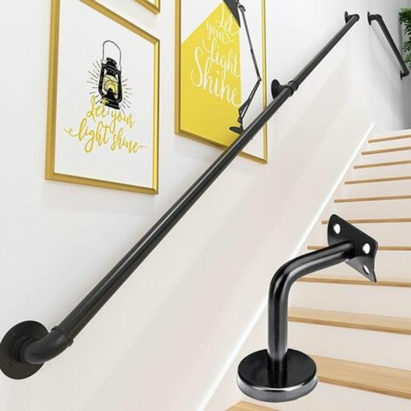 Ledstångsfästen, 4 delar rostfritt stål ledstångsfäste, för loft invändig vägg ledstänger Korridorfäste Ledstångstrappa 60*80mm Svart