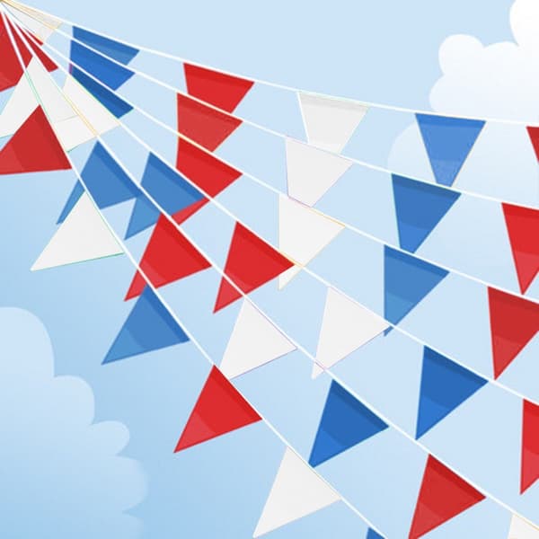 USA Självständighetsdag Röd Vit Blå Triangulär Vimpel Banner Vimplar Flaggor Event Dekoration
