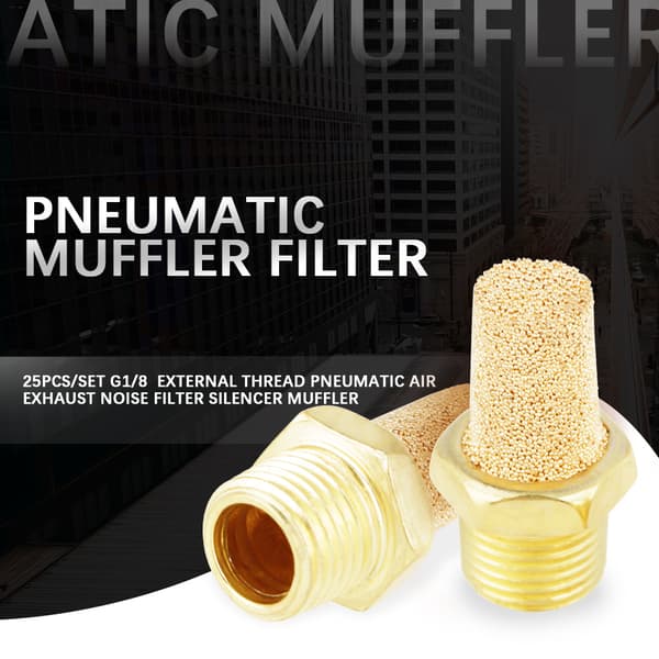 Ekstern Gjenge Pneumatisk Luft Eksos Lydfilter Lyddemper Kit 25 stk