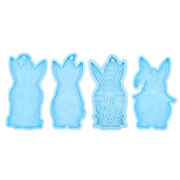 4 stk Easter Gnome Nøglering Form Kreativ Silikone Nøglering Form Diy Epoxy Form