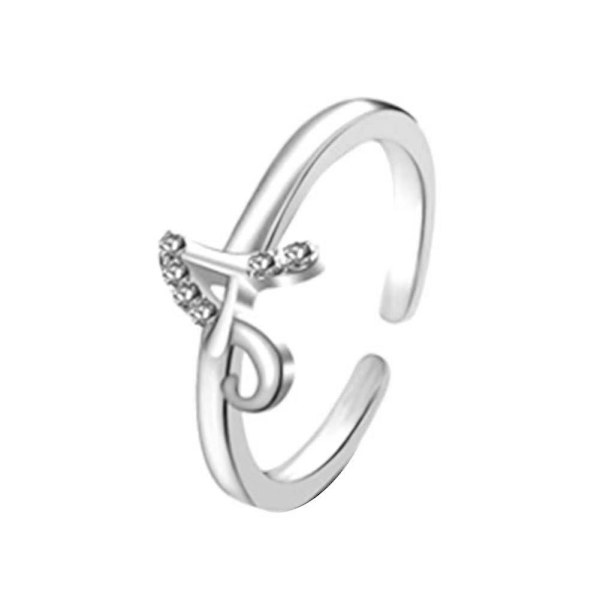 Mode enkel 26 bokstäver strass inlagd öppning finger ring dam smycken gåva Silver A