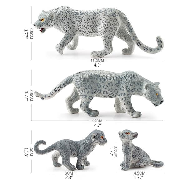 Sne Leopard PVC Realistisk Miniature Vildt Dyr Model Action Figur 4 Stykker