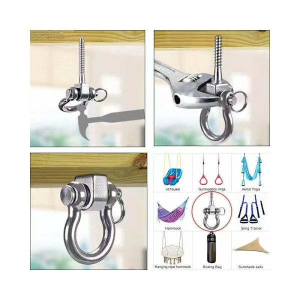 Förpackning med 2 Hängmatta Kit Heavy Duty Heavy Duty-remmar 150 cm upphängning med D-ring - Två karbinkrokar - Max belastning 500 kg -