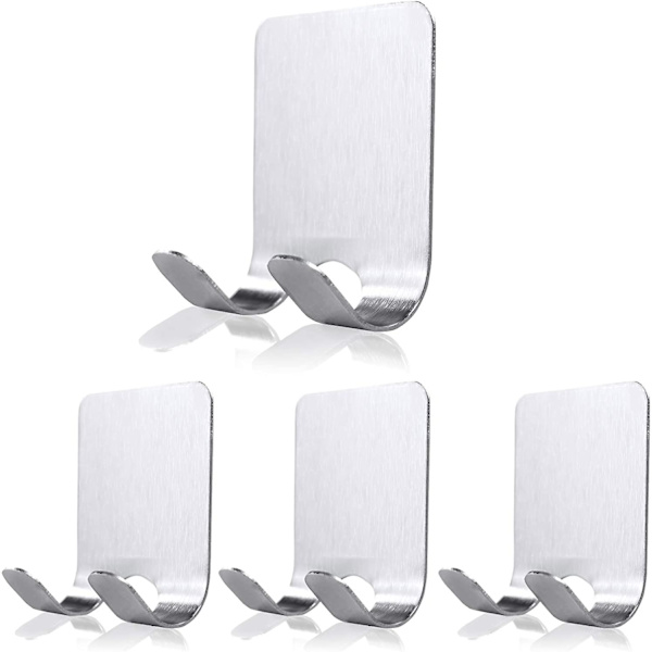Piao Adhesive Hook Barbermaskine Holder Dobbeltkrog Metal Vandtæt barbermaskine Holder Rustfrit Stål Badeværelseshåndklædeholder Til