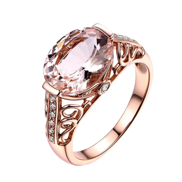 Kvinnor Ring Faux Morganite ihåliga smycken galvanisering långvarig fingerring för bröllop US 8