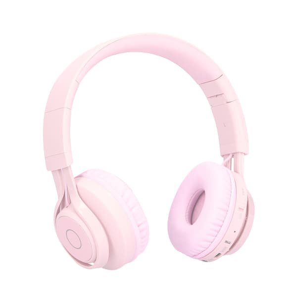 BT06C Børne Bluetooth Headset LED Lys Stereo Foldbar Høreværn Trådløse Hovedtelefoner Pink