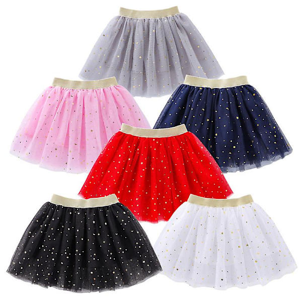 Sommernederdele Til piger Bomuld Blonde Prinsesse Mininederdele Stjerner Glitter Dans Ballet Tutu Mode Pailletter Børnetøj red 150CM 9 10Y