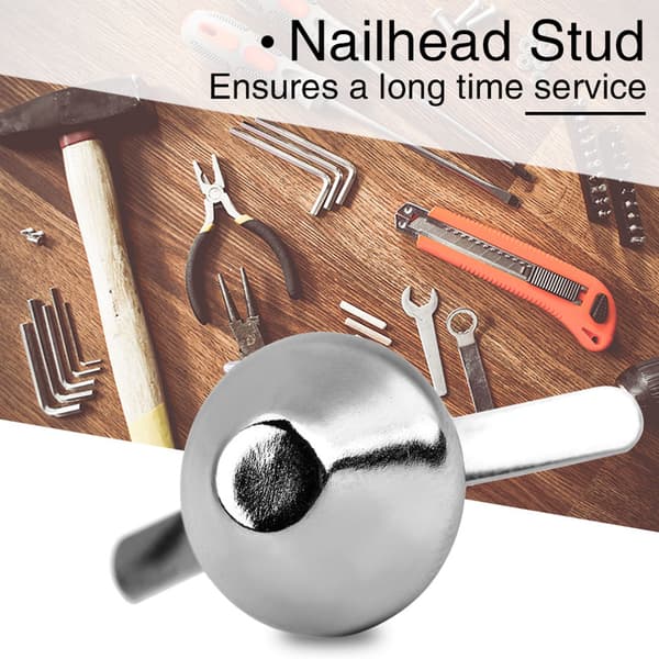 Håndtaske med koniske fødder Nailhead Stud Spike - Sæt med 50 (nikkel, 15 mm)
