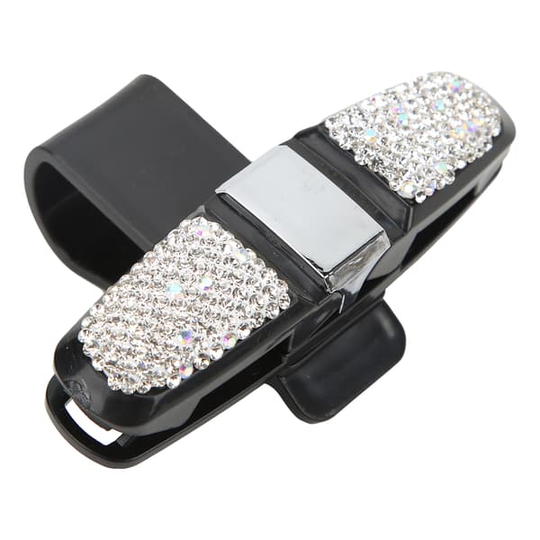 Krystal Rhinestone Solbrilleclips Universal Bilvisirholder Hvid