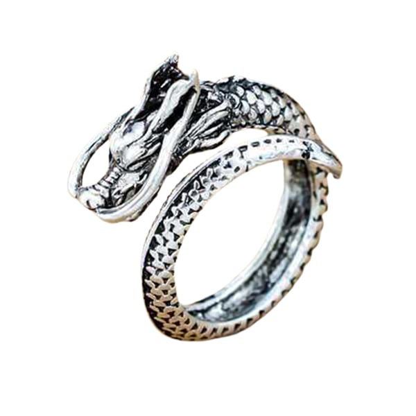 Vintage åben gravering mænd Dragon Shape dominerende ring smykker tilbehør til dagligdagen Antique Silver