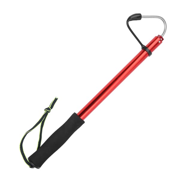Bærbar Teleskopisk Saltvandsfiske Gaff Aluminium Legering Stang Rustfrit Stål Spydkrog Rød 90CM