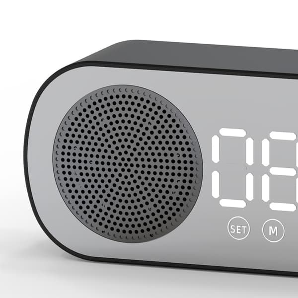 Z7 Sort Bluetooth Højttaler Vækkeur Multifunktionelt Smart Digitalt Spejl Engelsk Version til Hjem Skole Kontor