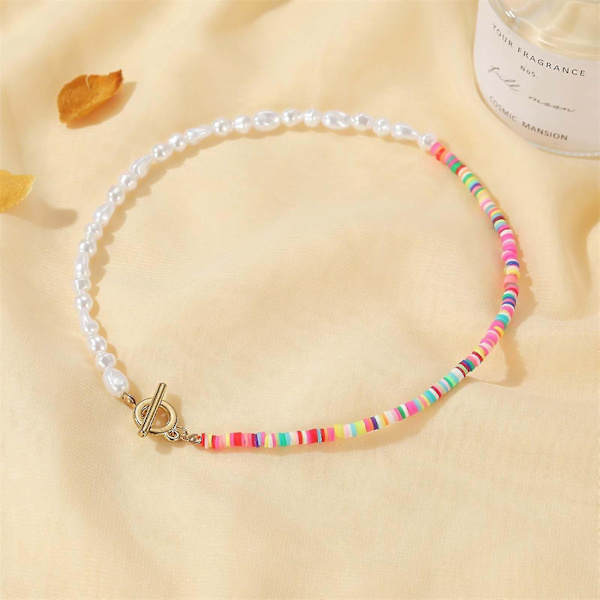 Pearl Choker halskæde til kvinder piger håndlavede farverige beaded Choker smykker