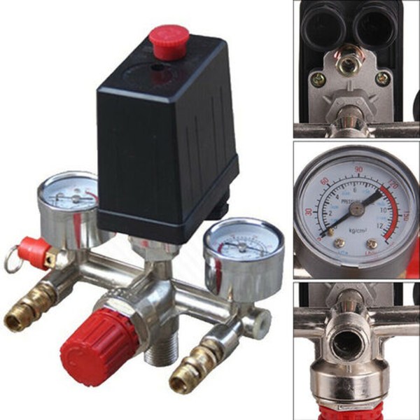 Kompressortryckbrytare och kontaktor 230V tryckbrytare Gasventil insugningsrör Kompressorkontroll Regulator Mätarjustering
