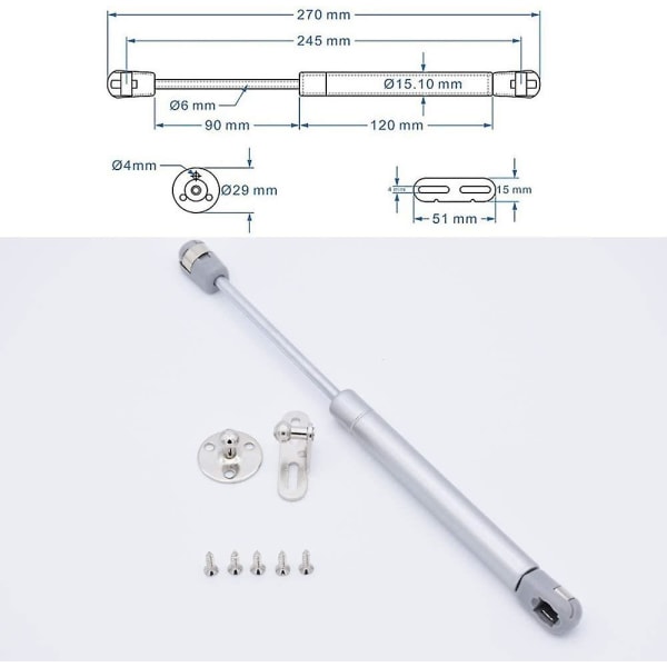 2 stk 200n gassfjær, gassløft eleskopisk myk lukking fjær løft støtte gassfjær skap hengsler for kjøkkenskap dørhåndtak leketøyboks hengsel