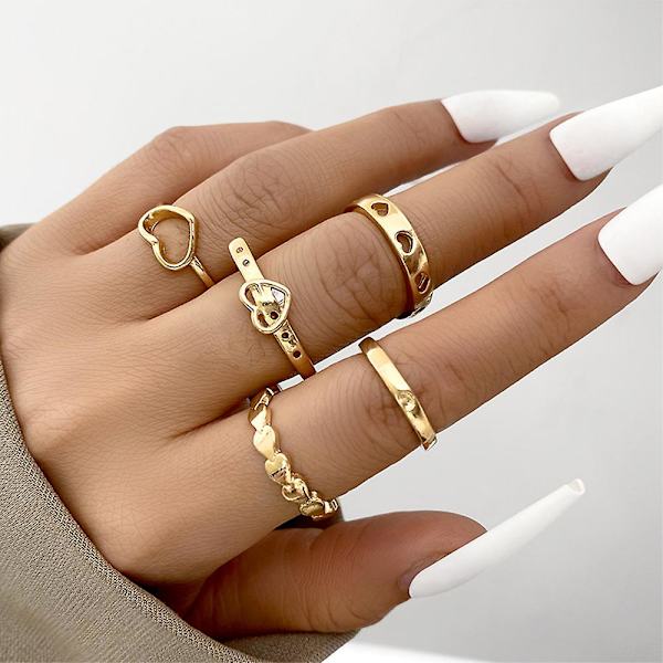 Ring Set Vintage guld färg mode smycken B2572 SJ80023