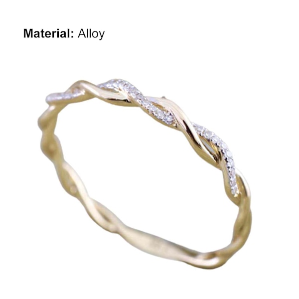 Kvinnor Ring Twisted Shape Strass Smycken Utsökt Bright Luster Ring för bröllop Golden US 7
