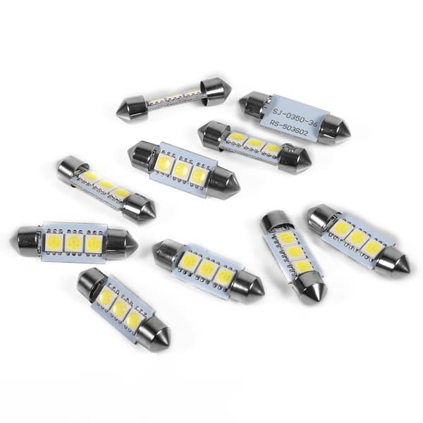 10PCS 36MM 12V 3SMD 5050 LED Festoon Kupol Interiör Ljus Vit