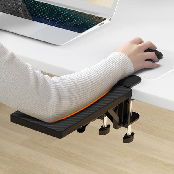 Sort Ergonomisk Skrivebordsarmstøtte med Holdbar Klemme til Computermus