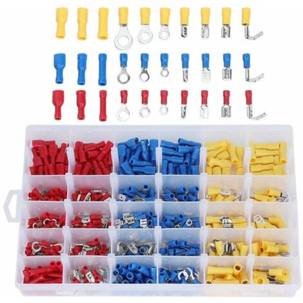 480 stk Elektriske Lugs, Flade elektriske Lug Connectors, Crimp Terminals til kabel/wire beskyttelse og forbindelse med Po