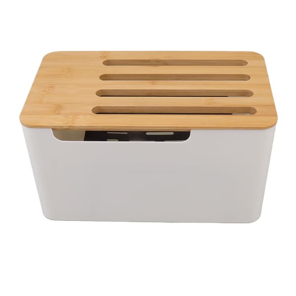 Stor Bambu Router Organizer med Flera Hål för Hem WiFi Förvaring