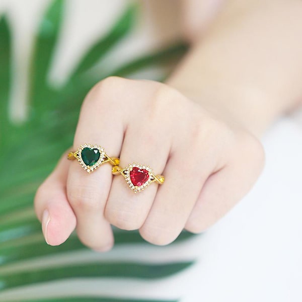 Ring Vintage Zircon Heart Stud Modesmycken Ac10690 white