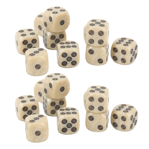 20 st 16 mm vita pärltärningar med cirkelprickar, brädspel, matematikundervisning