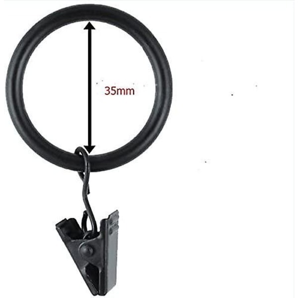 30-pak gardinclips gardinclips med 35 mm diameter ringe til flere brug - sort
