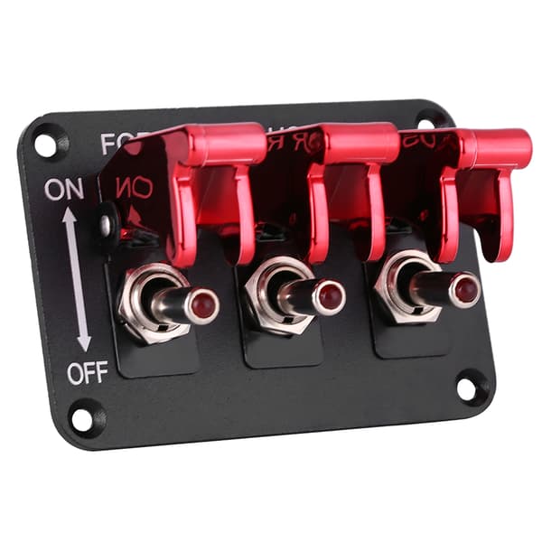 12V 3 Gruppe Vippebryterpanel for Racingbil Rød