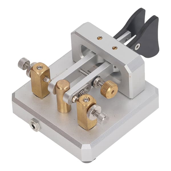 Morse Code Key Dubbel Paddel Automatisk CW Kortvåg Telegraf Tapper Träning Silver