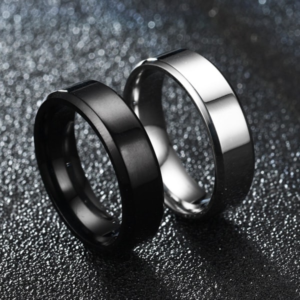 Bred anti-rost män ring rostfritt stål enkel utsökt förlovningsring mode smycken Black US 7