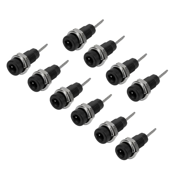 2 mm Bananstik Panel Sokkel Forlænget Stik Adapter - 10 stk (sort)