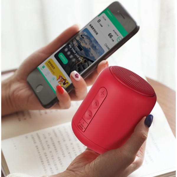 Bärbar liten stålkanon Bluetooth högtalare (röd)