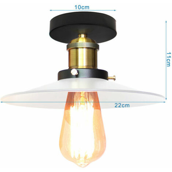 Modern Industriell Kreativ Taklampa E27 Vardagsrum Kök Takljus Smidesjärn 220mm - Vit