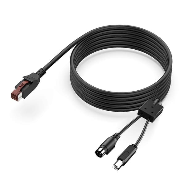 24V Drevet USB til 3-Pin Strøm Din Hann USB2.0 B Hann Datakabel Adapter For Strekkodeskanningspistoler Tilbehør Multicolor