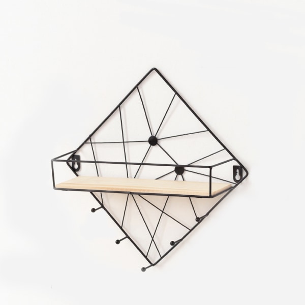 Square Hanging No Punch Wall Hylde - Sort 34*9*34cm,
